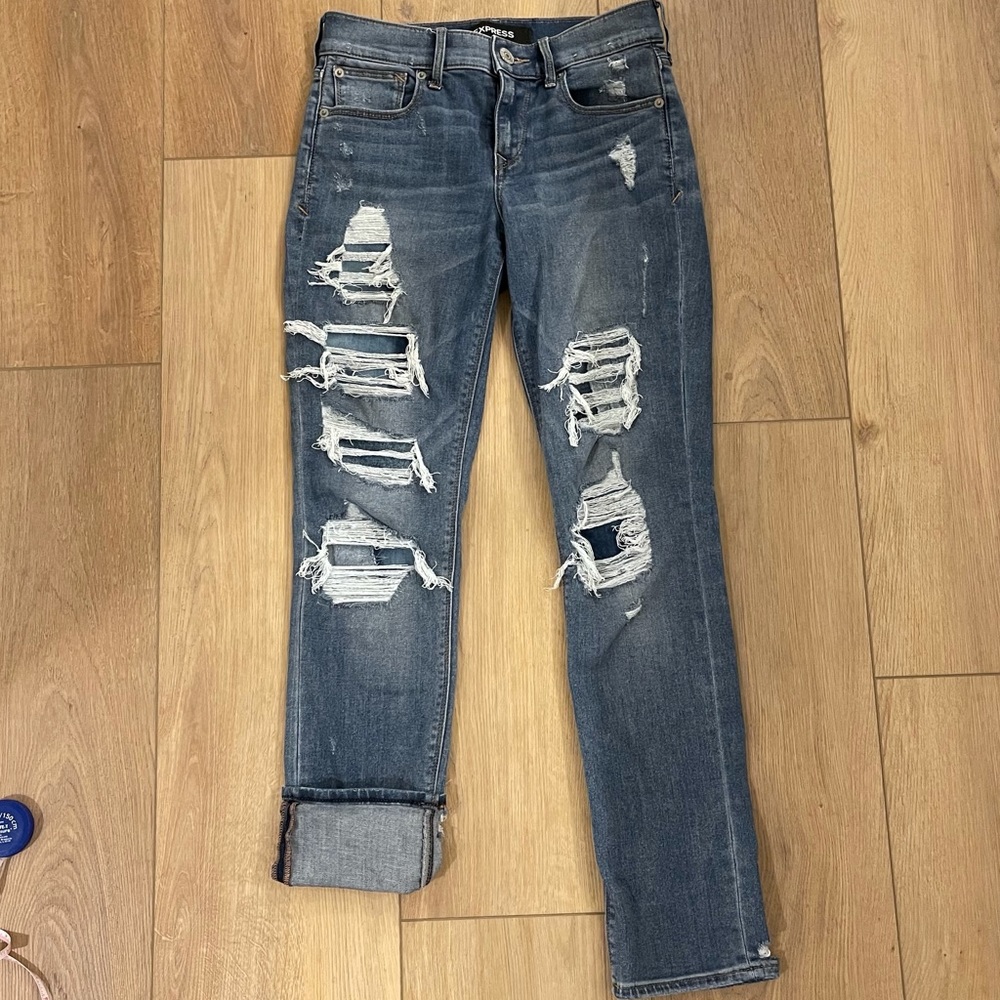 Express Jeans Cropped Skinny Mid Rise
